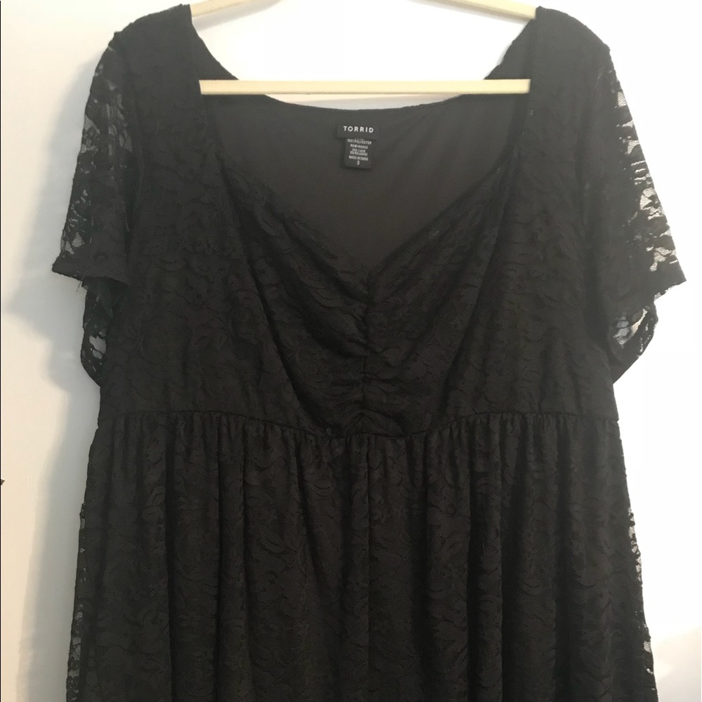 Torrid Black Lace Babydoll Blouse
